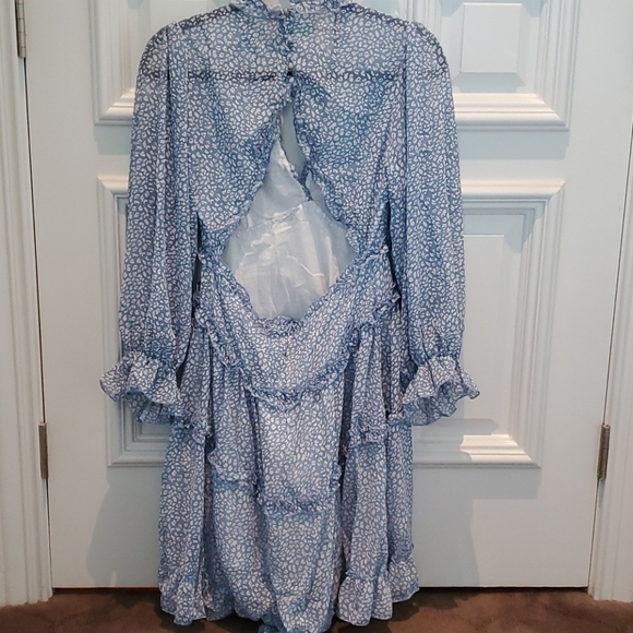 Bohemian Blue Floral Open Back Dress - Picture 2 of 2